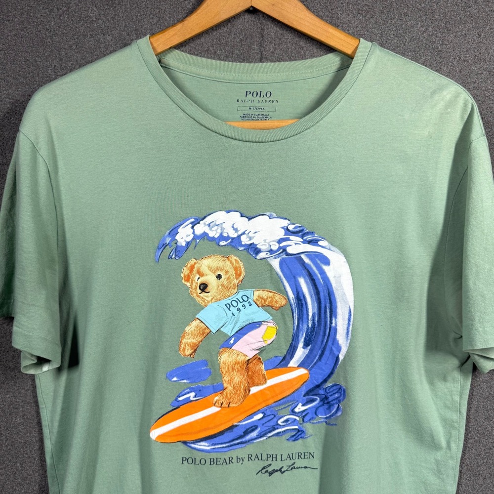 Polo Ralph Lauren Polo Bear Surfing Graphic T-Shirt Green Mens Medium